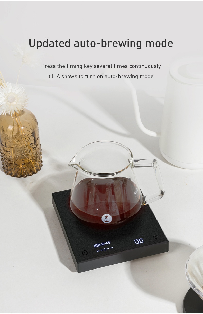 TIMEMORE New Upgrade Black Mirror Basic+ Smart Digital Scale Built-in Auto  Timer Pour Over Espresso