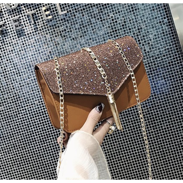 Glitter Sling Bag (Brown) | Shopee Malaysia