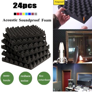 24pcs Acoustic Sponge Panels Studio Soundproofing Foam Wedge tiles 12x12x1/" inch