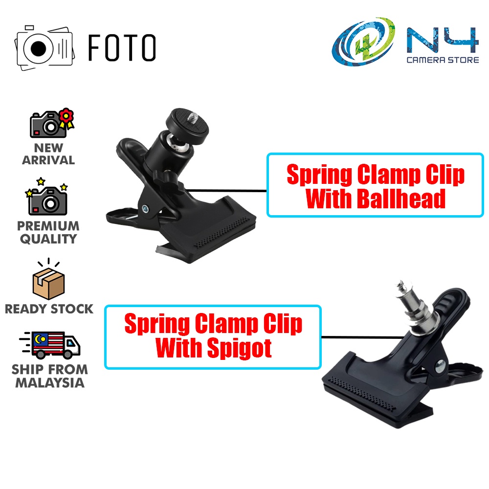 FOTO Tripod Camera Clip Clamp Flash Holder Mount with Ball Head/Photo Studio Background Clip Backdrop Clamp with Spigot