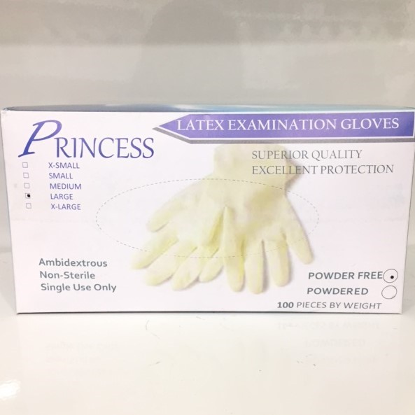 powdered latex exam gloves