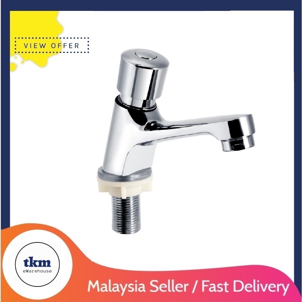 Basin Faucet Bathroom Chrome Sink Tap Self Closing Cold Water Saving Time Delay