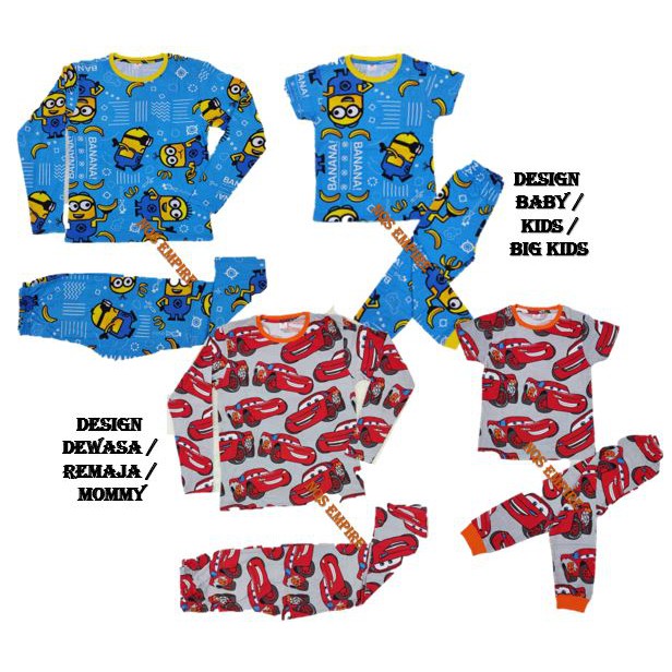 Pyjamas Kids BABY Big Dewasa Cartoon  MINION PISANG BANANA 