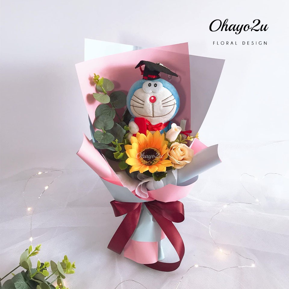 Doremon Convo Bear Graduation Bouquet Artificial Flower Bouquet 小叮当毕业花束 Shopee Malaysia