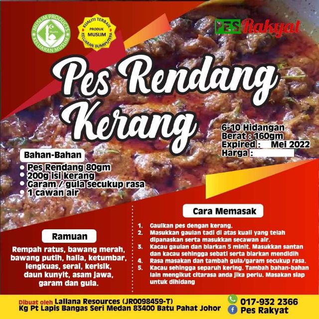 Kerang rendang RENDANG PEDAS