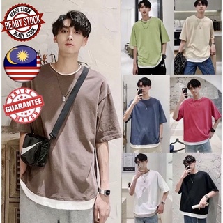 ✅READY STOCK MALAYSIA Korean Style Oversized shirt Men Women t shirt lelaki double layer 100% Cotton Plain Basic Casual