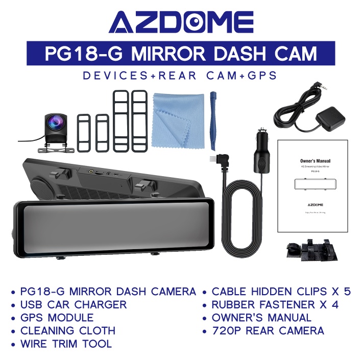 AZDOME PG18-G Car Recorder 1080P Full HD Front Camera Rear Camera Night Vision APP Control Smart Parking Mode Dash Cam