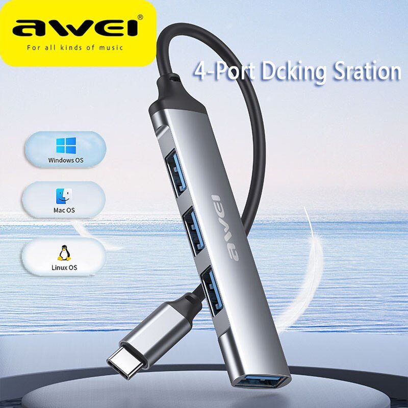 Original Awei Type C Hub OTG Adapter 4 USB 2 0 Port On The Go Adapter   3e5a156c0627c5de8208e2a0458f4859