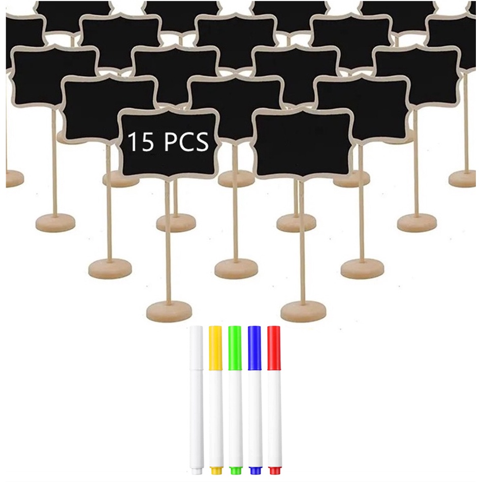 Wooden Mini Chalkboard Signs with Easel Stands Party Buffet Food Labels