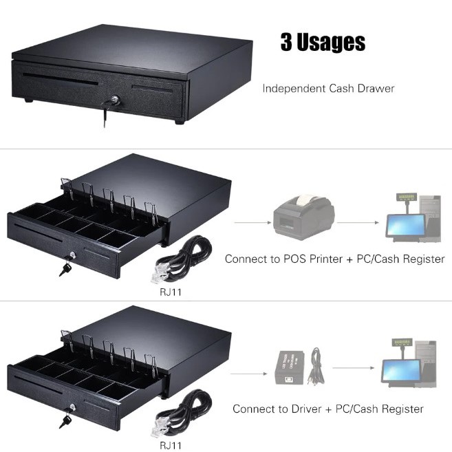 Free Pos 5 Segment Cash Drawer Cash Register Metal Box Cheque