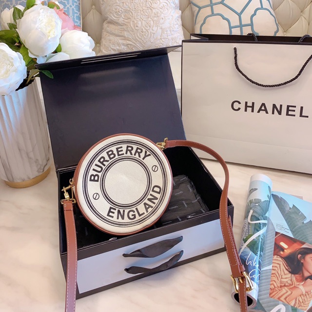 logo graphic canvas and leather louise bag