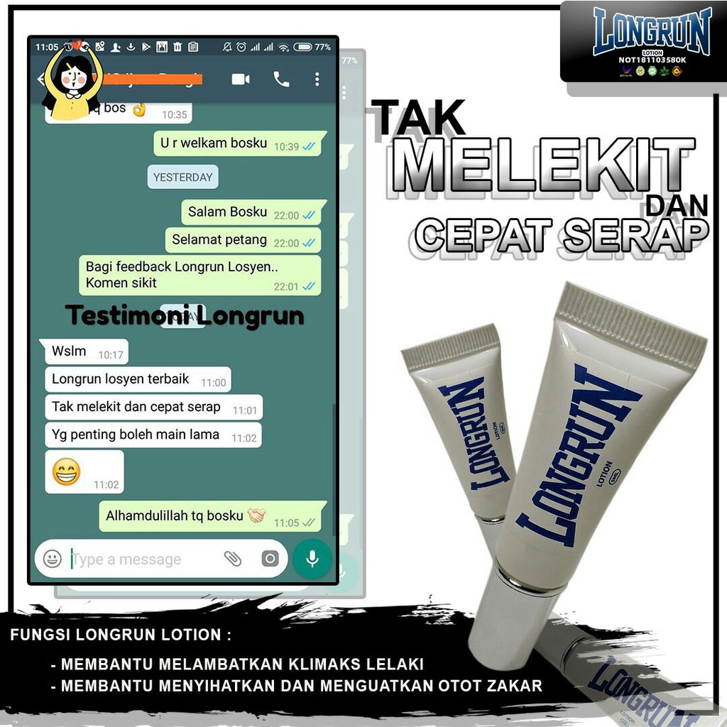 Doreko Longrun Lotion Tahan Lama Ubat Kuat Men Delay Cream Adult Kkm Registered Not210700947k 5 Ml Shopee Malaysia