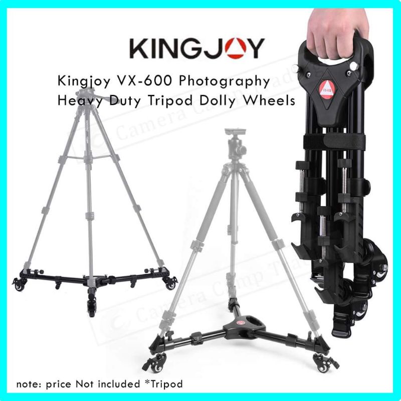 Folding Tripod Dolly with 3 Wheels Base Stand Heavy Duty Foldable Tripod Pulley Dolly for Photo and Video Cameras Photography 