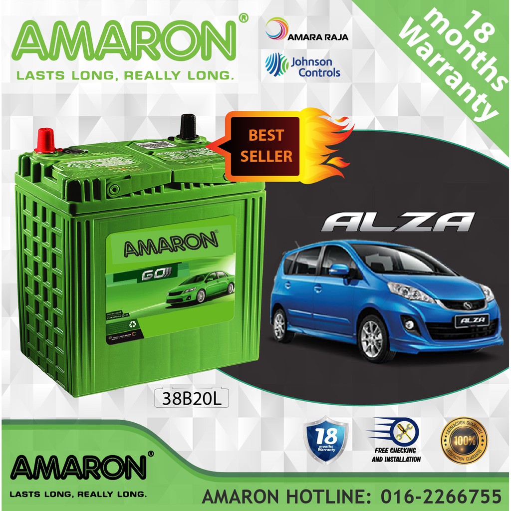 Perodua Alza Amaron Go 38b20l Ns40zl Car Battery Bateri Kereta