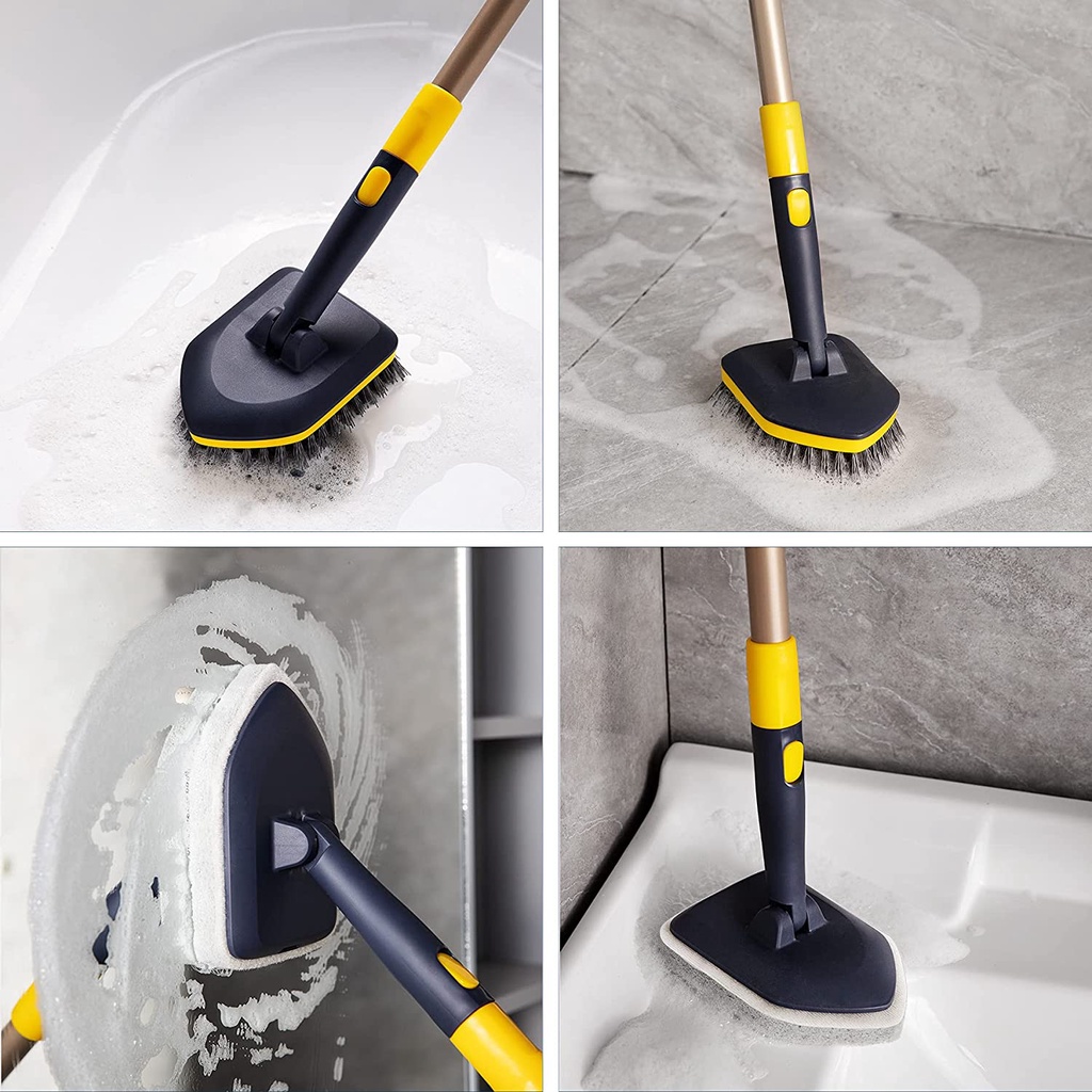 Versatile Purpose New BOOMJOY Tub Tile Scrubber Brush 2 1 Cleaning 58.2" Adjustable Telescopic Pole Stiff Bristles Sc... - Image 4