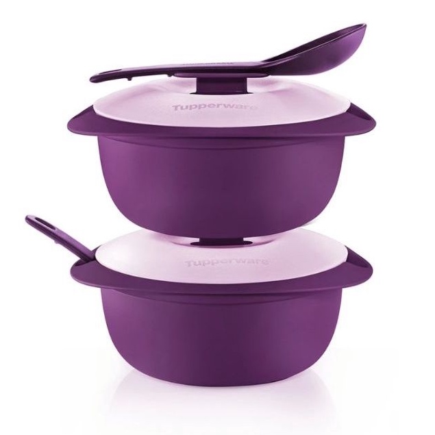 Tupperware Purple Royale Round Server with Serving Spoon (2) 1.6L