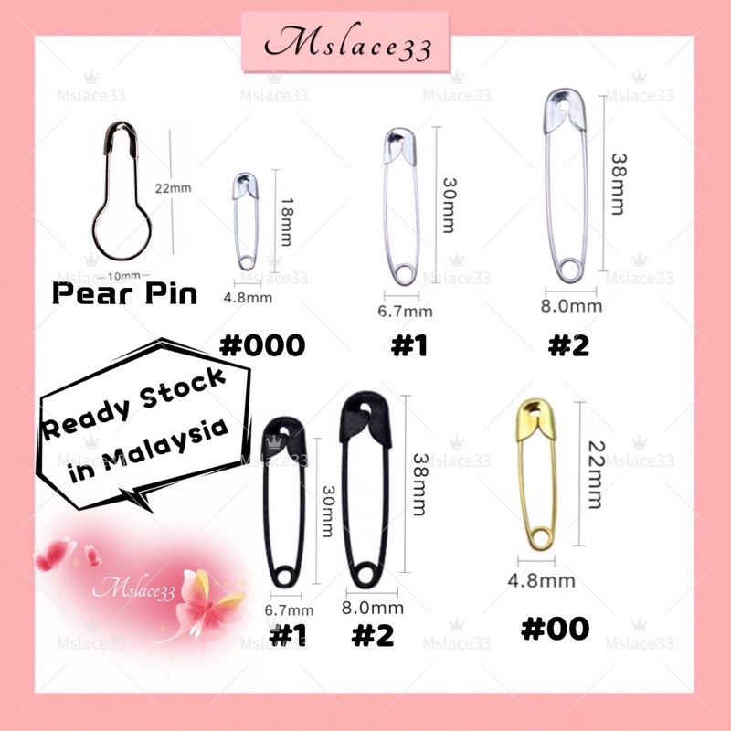 High Quality Safety Pin 20 pcs 10pcs 18mm,22mm,30mm,38mm Silver Black Gold / Pin Keselamatan / 扣针 别针