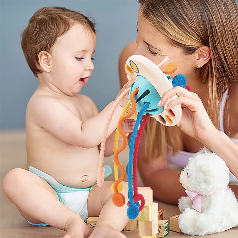 Multi Quality 3 1 Baby Montessori Pull String Sensory Toys 0-3Y Silicone Teething Activity Toy Toddler Finger Grasp T... - Image 3