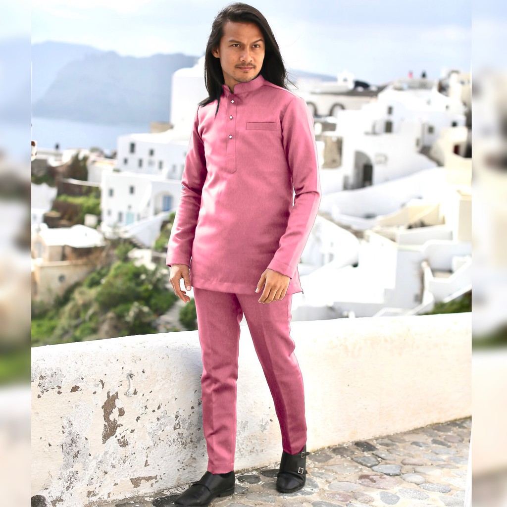  Baju Melayu Moden Slim Fit 2019 Dusty Pink Shopee Malaysia