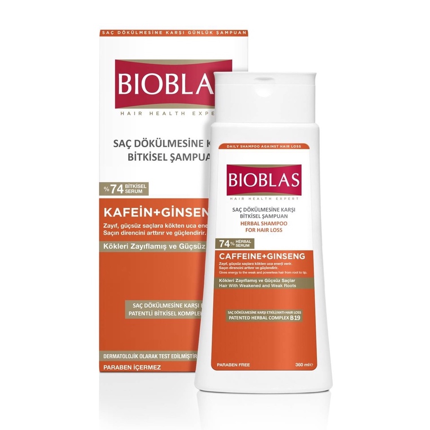 BIOBLAS HERBAL HAIR LOSS SHAMPOO FOR POWERLESS HAIR (CAFFEINE + GINSENG) 360 ML