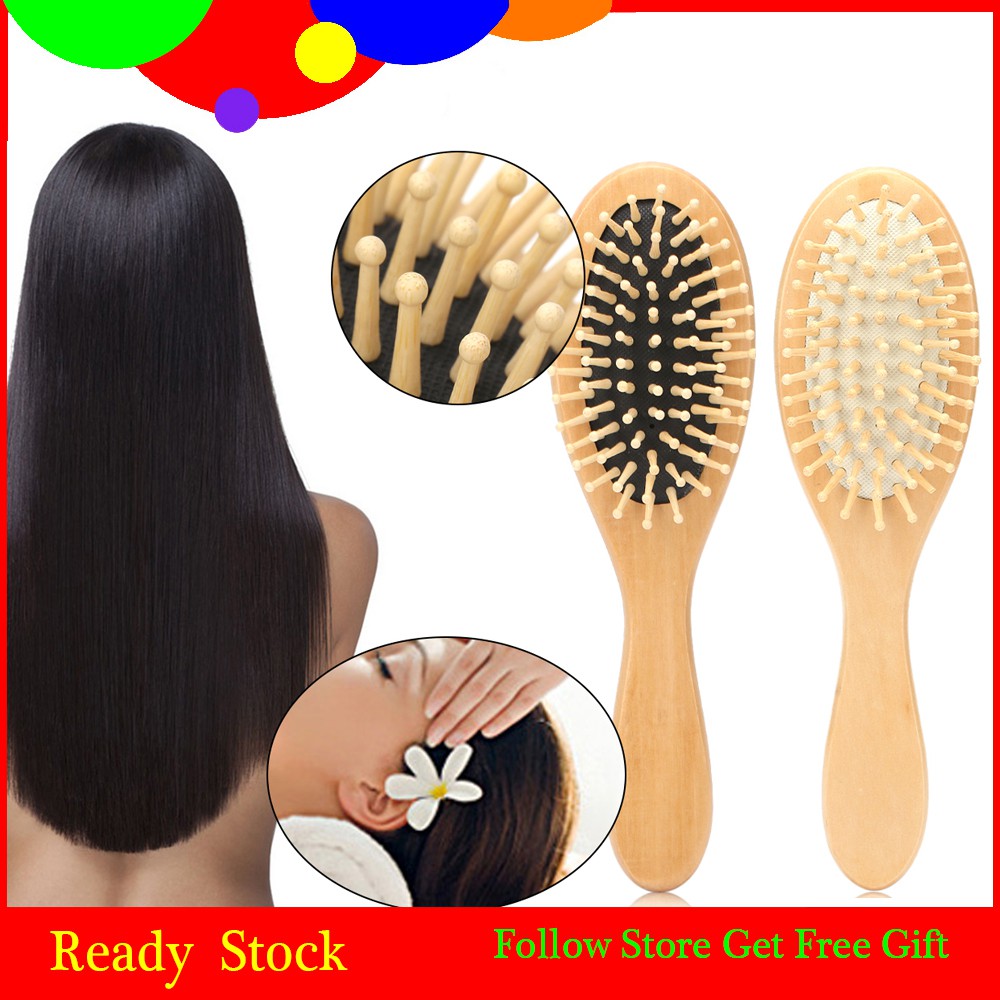 Crazy 👍Anti Static Natural Wooden Massage Hairbrush Comb ...