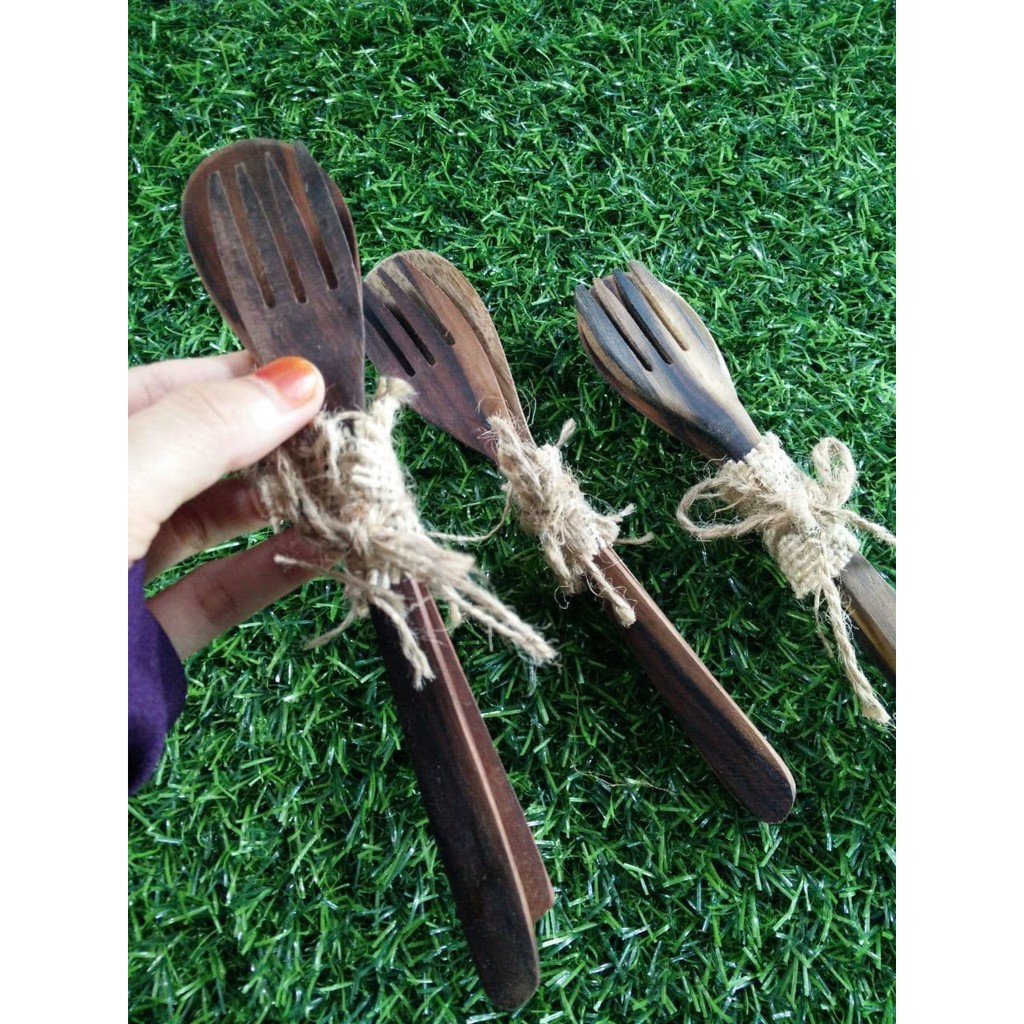 Ready Stock Doort Kayu Sudu Garfu Kayu Tali Rami Shopee Malaysia