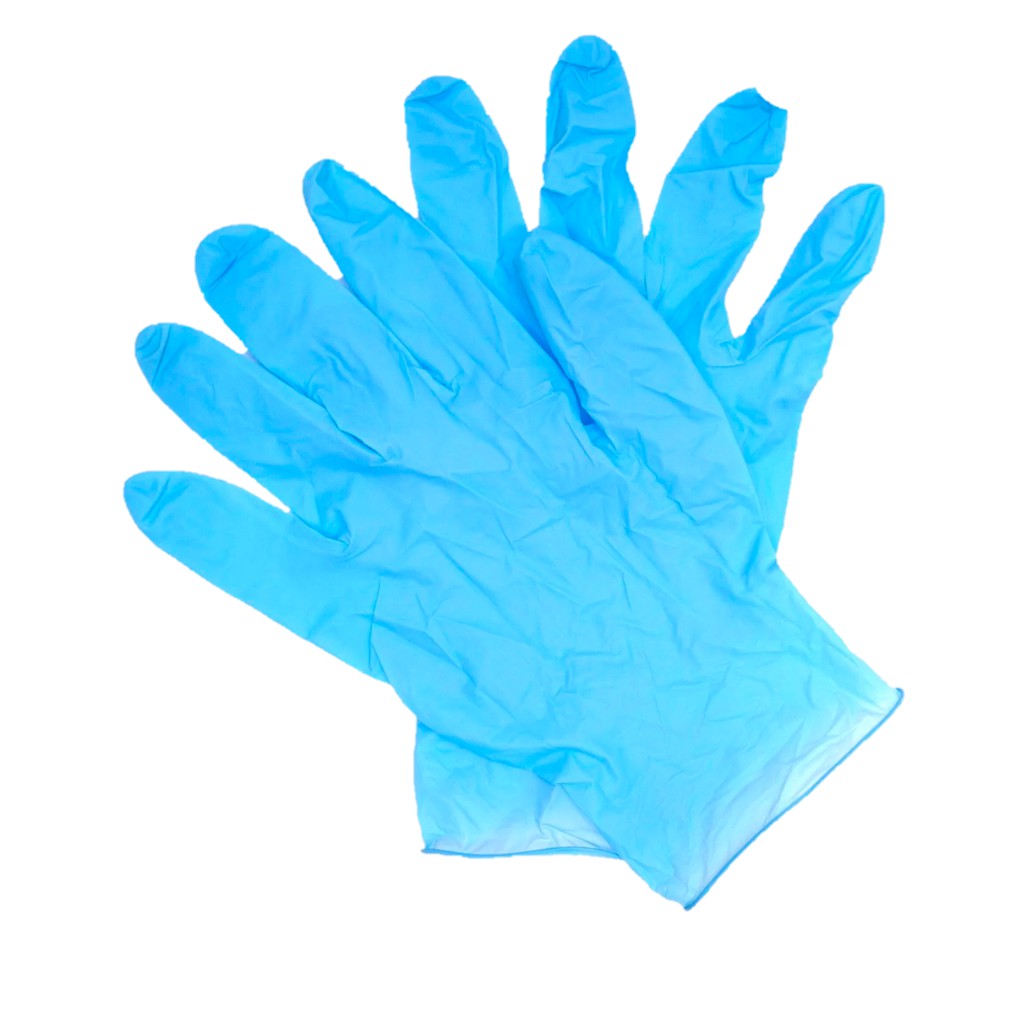 long blue rubber gloves