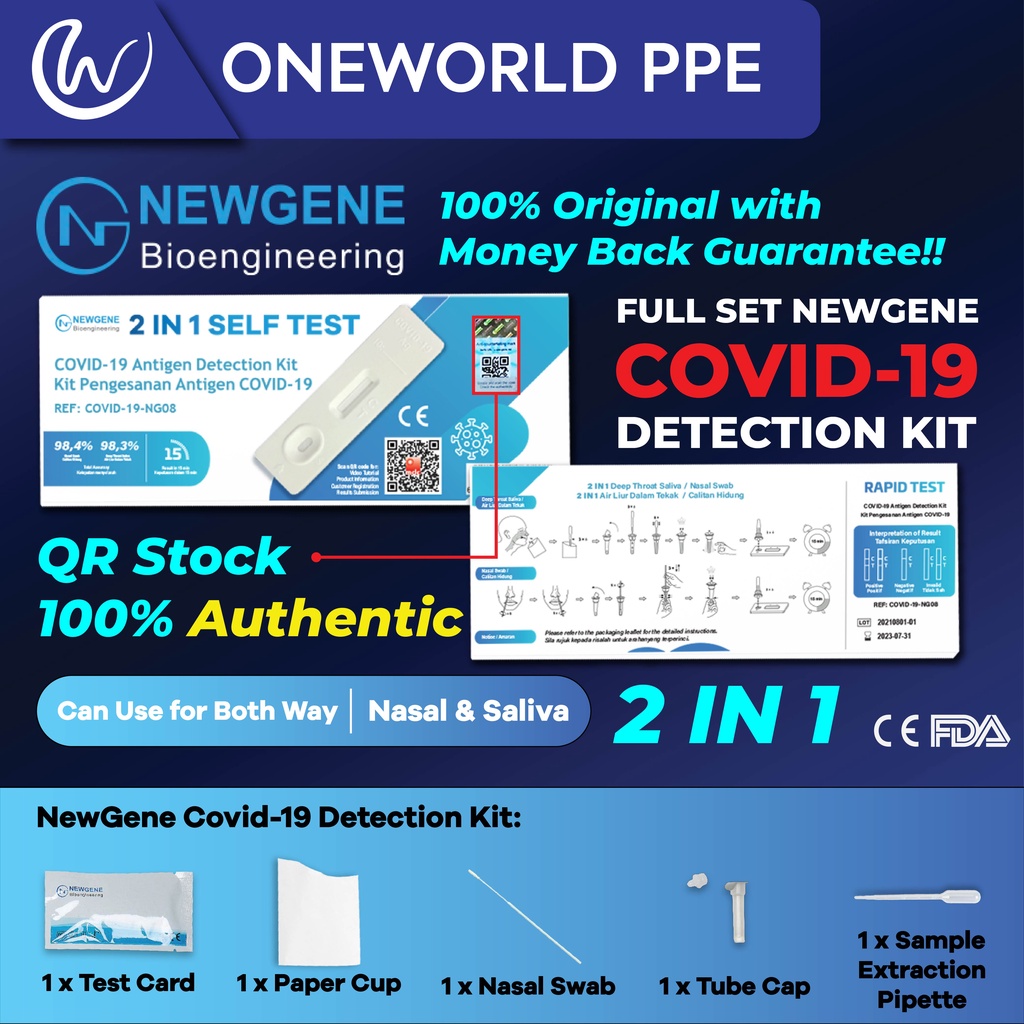 【MDA Approved】NewGene 2in1 Saliva&Nasal Covid Test Kit with QR link to MySejahtera 100 Original