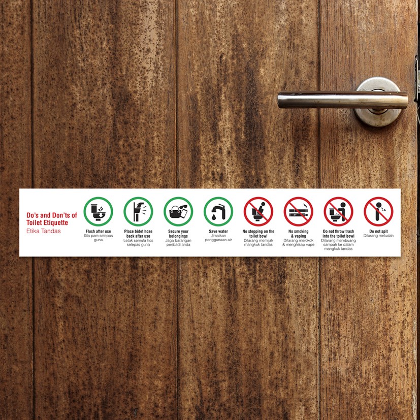 Etika Tandas Toilet Sign Toilet Sticker Board Do's and Don'ts of Toilet