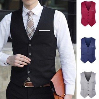 Men's Suit Vest Formal Business Casual Wedding Slim Fit Waistcoat