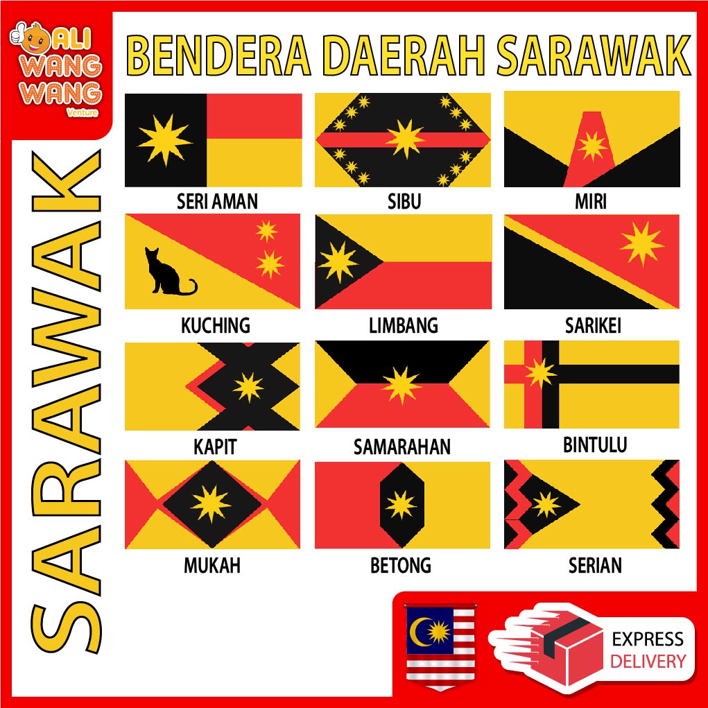 BENDERA DAERAH SARAWAK / sarawak district flag / negeri sarawak BENDERA ...