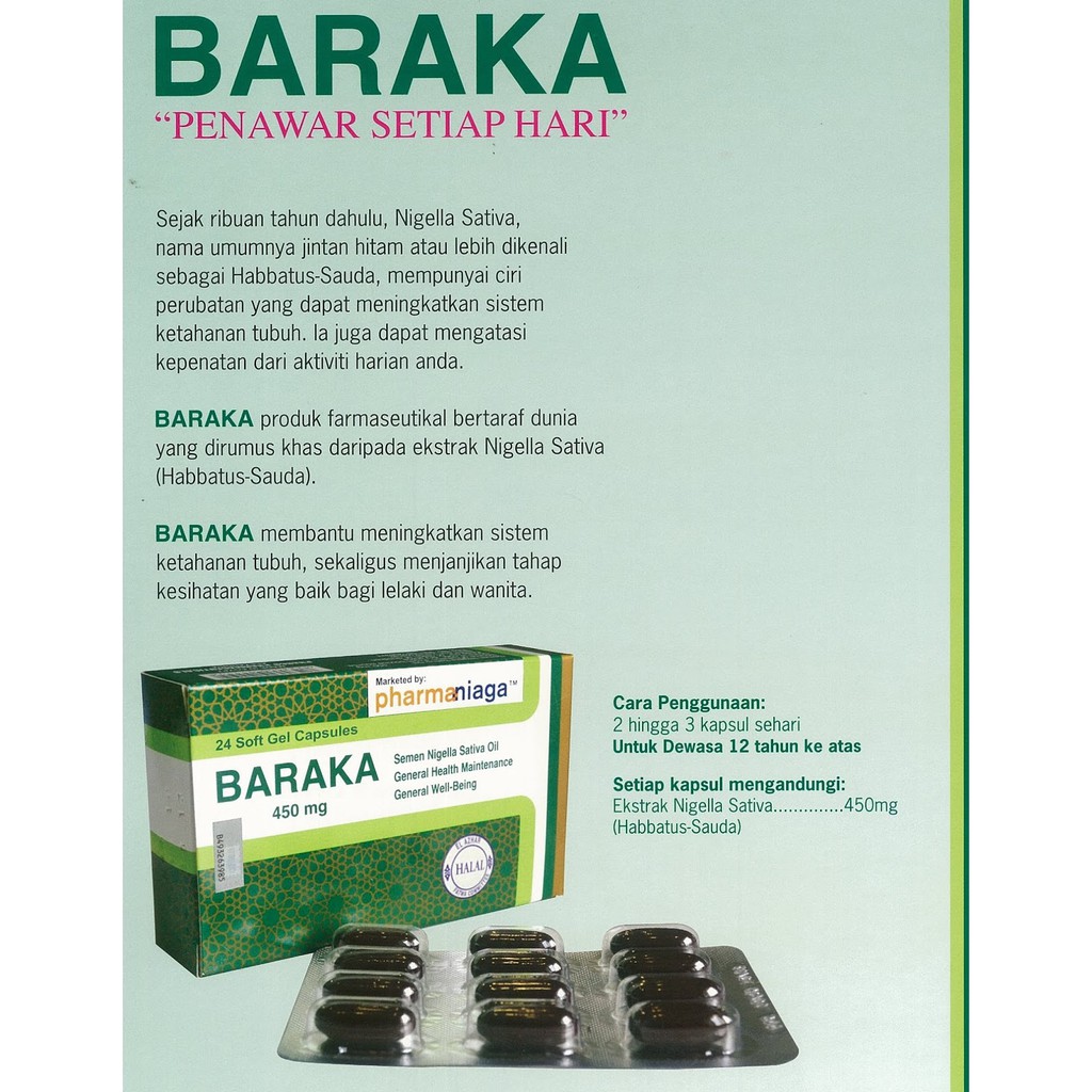 Baraka Habbatus Sauda Kapsul Nigella Sativa Blackseed Shopee Malaysia