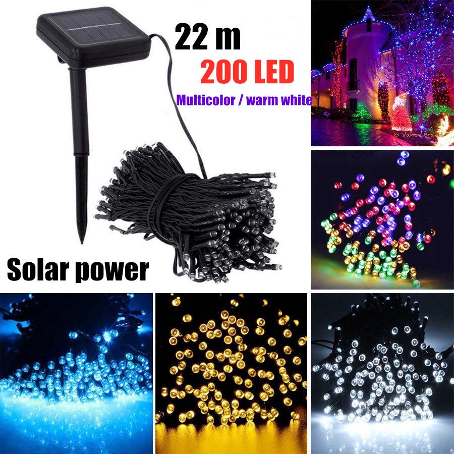 Solar 200 Led Lights 22m Fairy Lights String Outdoor Garden Family