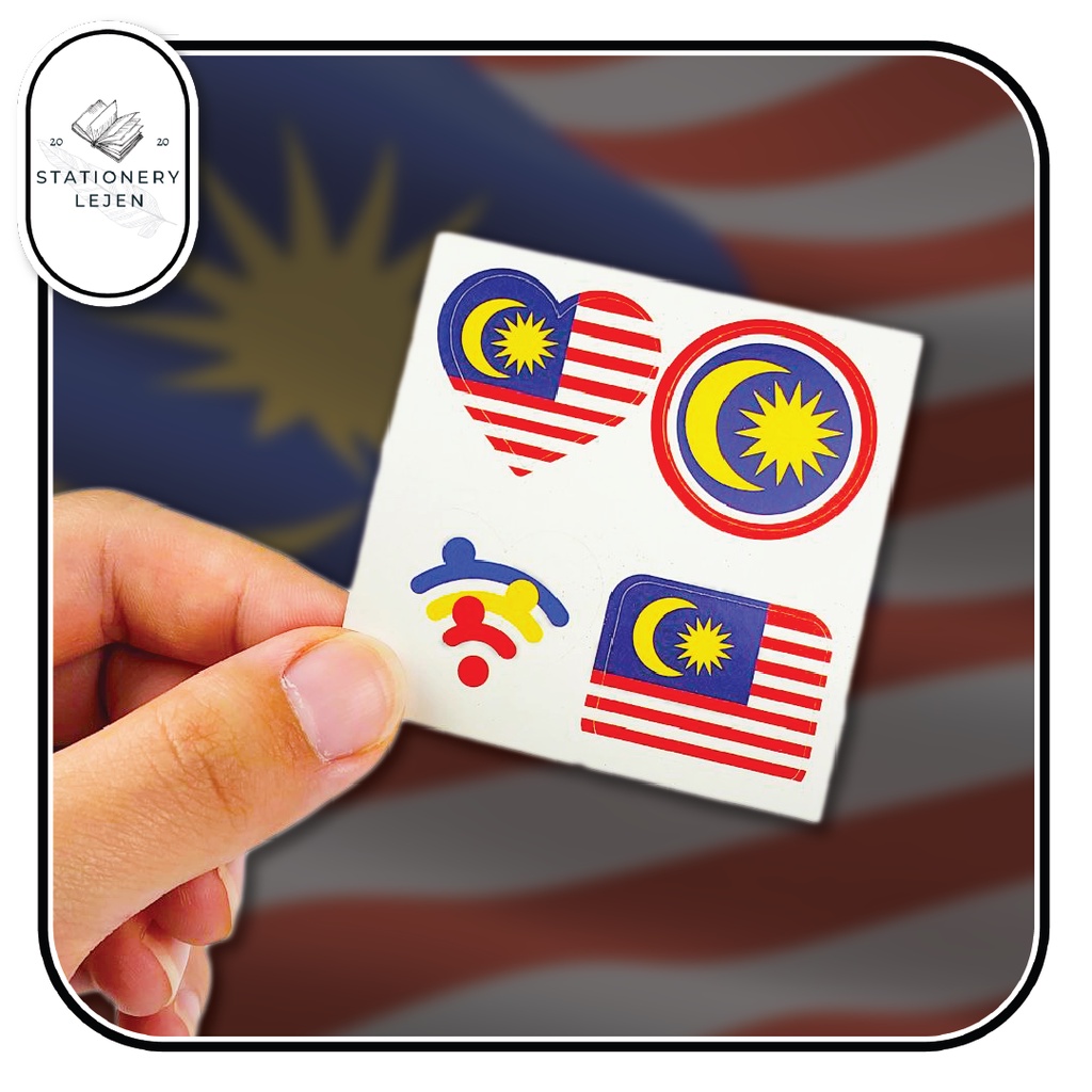 Malaysian Flag Cheek Sticker (4 design x 10 Sheets = 40pcs) | Shopee ...