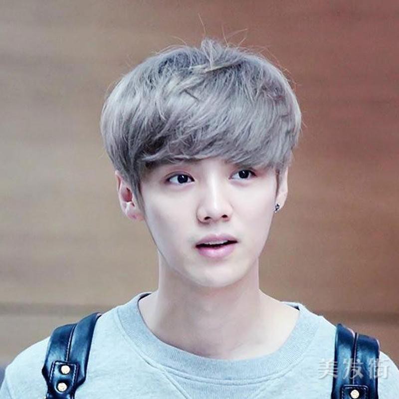 Lu Han Same Wig Edition Handsome Man Grandma Grey Short Hair