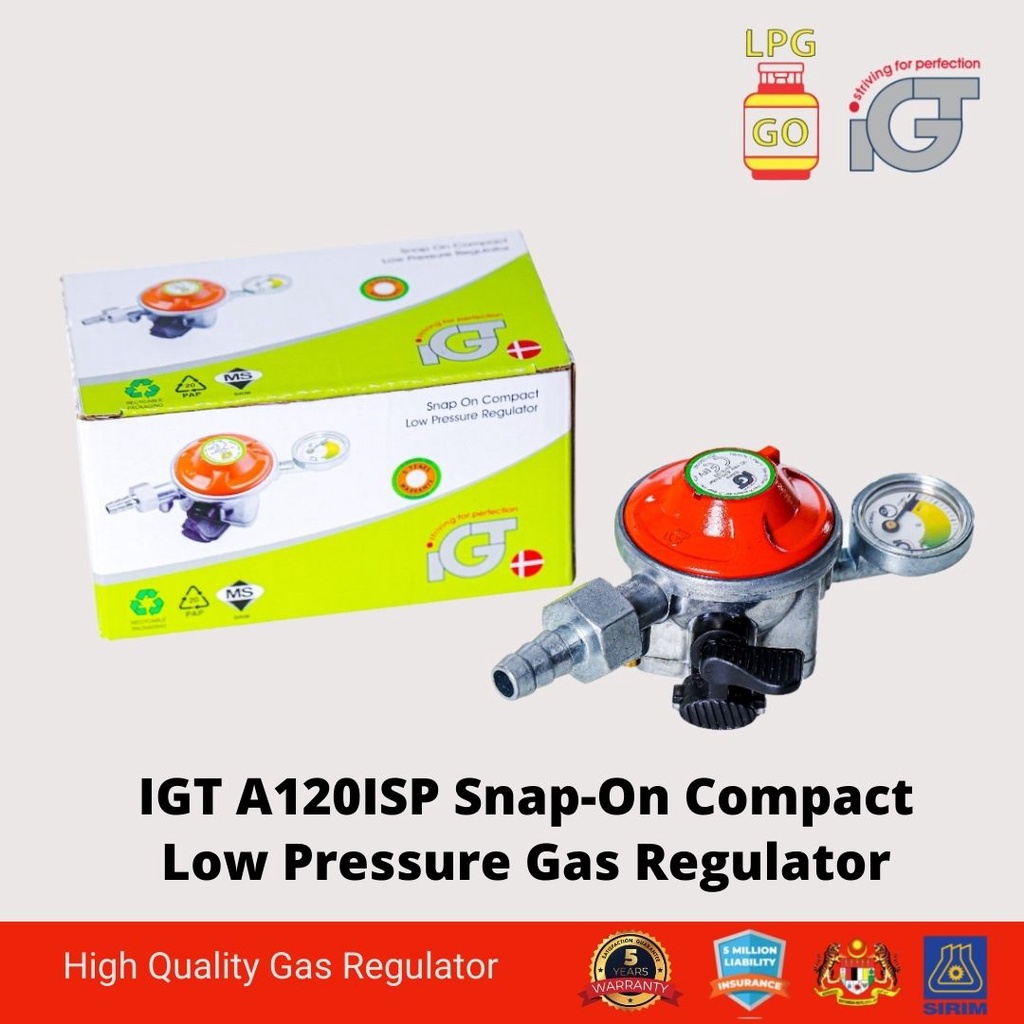 IGT A120ISP SnapOn Compact Low Pressure Safety Gas Regulator C/W