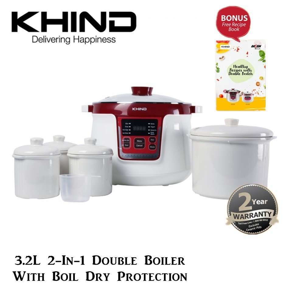 Khind DB32N Double Boiler Anshin Double Boiler (1 Ceramic Pot 3.2L , 3