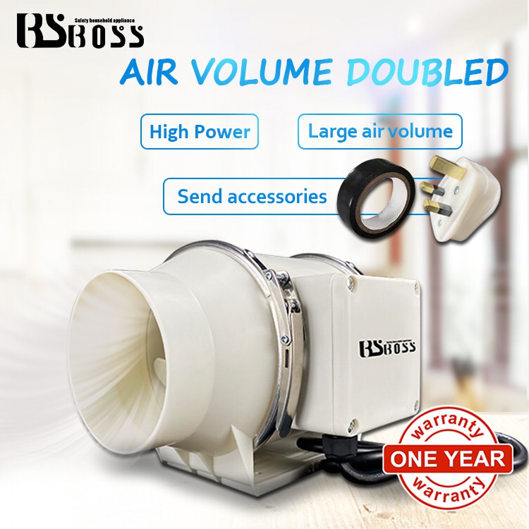 [Ready Stock] BSBOSS 4/6/8 inch diagonal flow pressurized duct fan Exhaust Fan Ventilation Fan