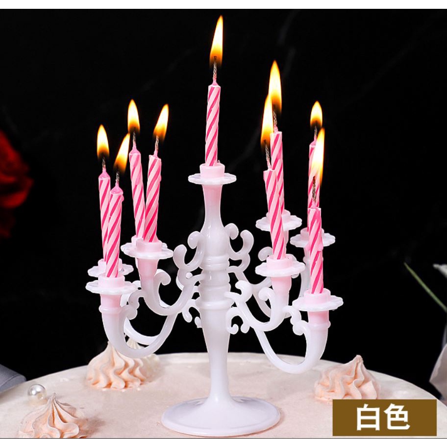 9pcs Candles And Candlestick Bracket 1 Set Cake Topper Birthday Party Cake Candle Holders Toppers Decoration Shopee Malaysia