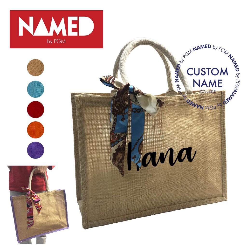 Jute bag supplier Jute Bag Custom Name print nama Shopping Bag 