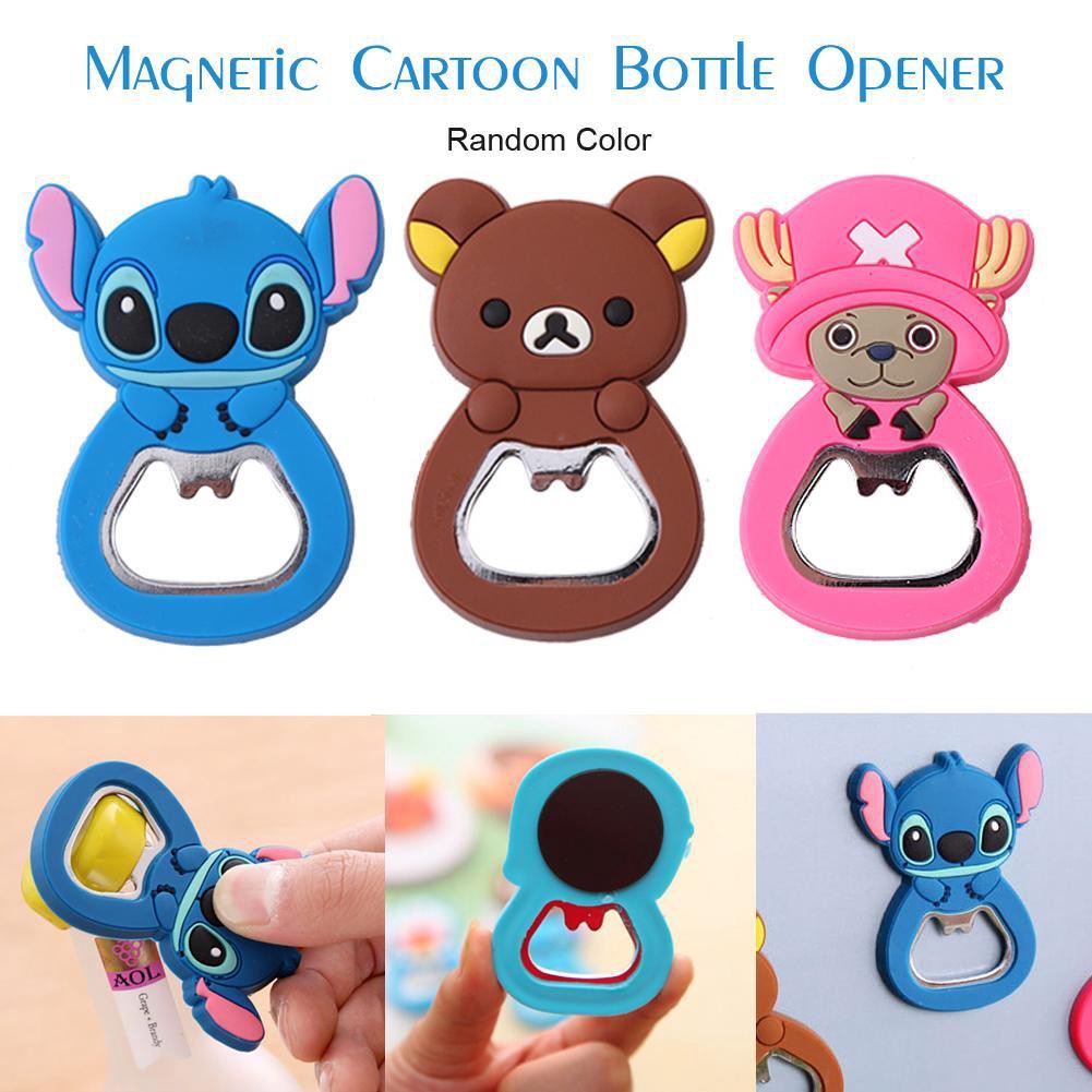 Ready Multifunction Stainless Steel Bottle Opener,Silicone Cartoon Beer Opener,Cute Refrigerator Stickers,Fridge Magnet