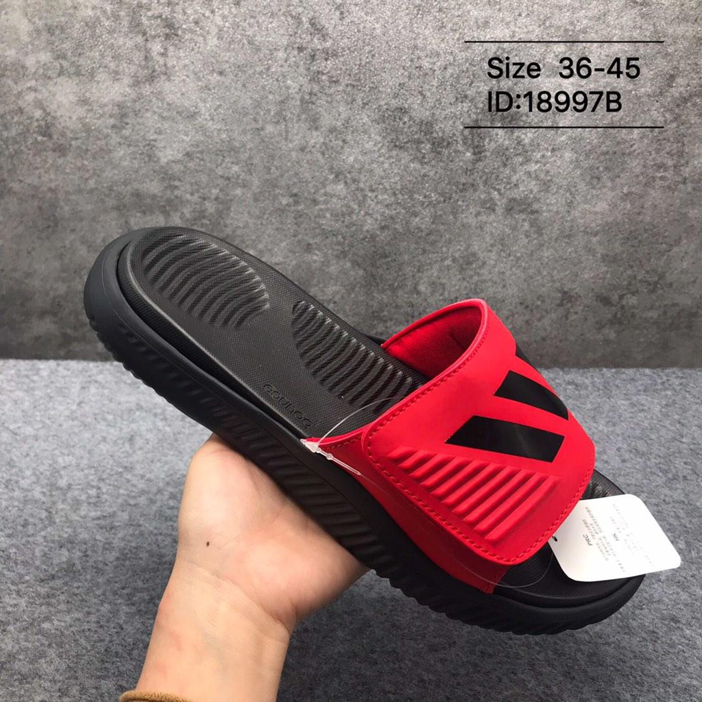 red adidas slippers