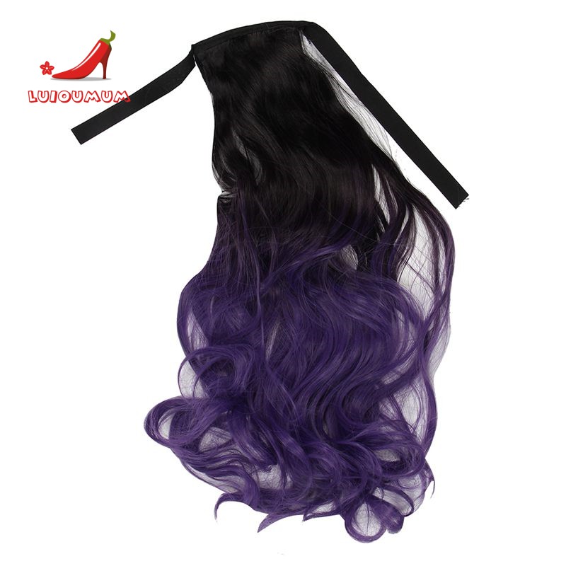 Curly Body Wave Hair Extensions Highlight Weft Black Purple