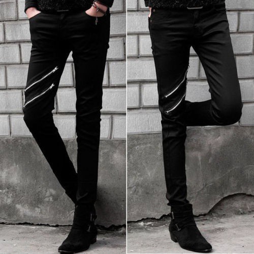 long leg skinny black trousers