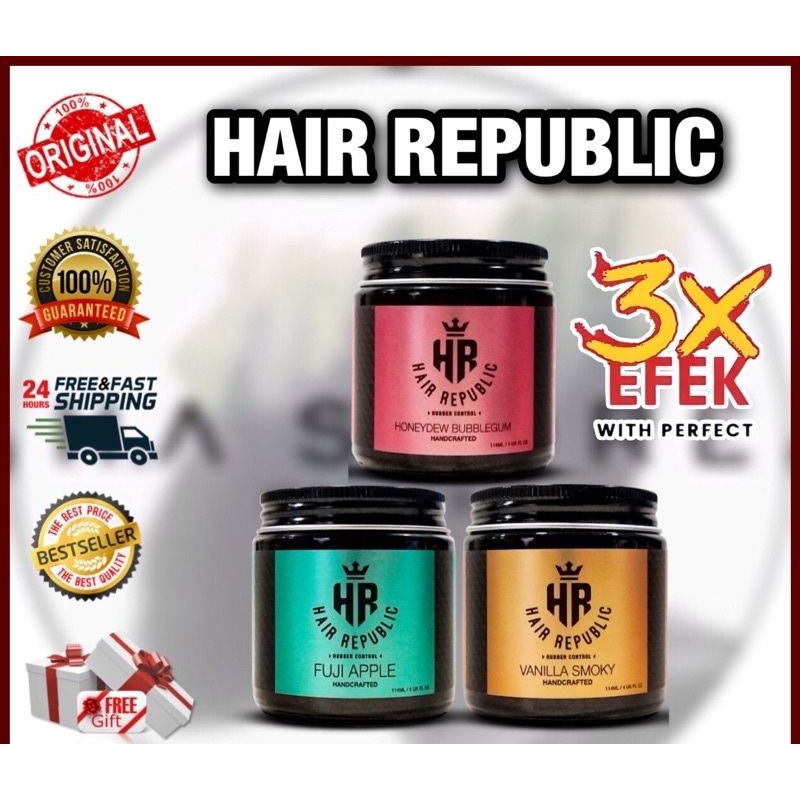 HAIR REPUBLIC POMADE ORIGINAL HQ POMADE RUBBER RAMBUT WETLOOK SHINE