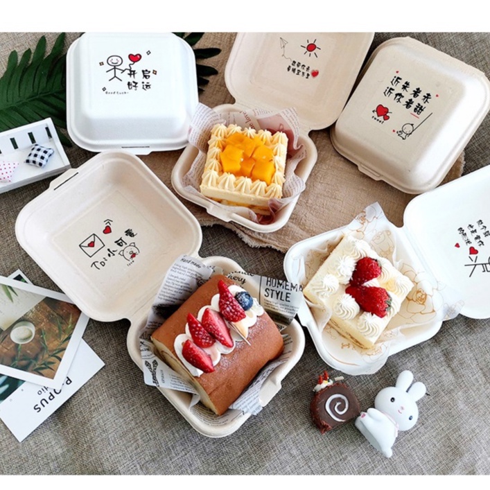 Disposable Bento /cake box White Colour. 1 set = 10 pcs.( Free Oil ...