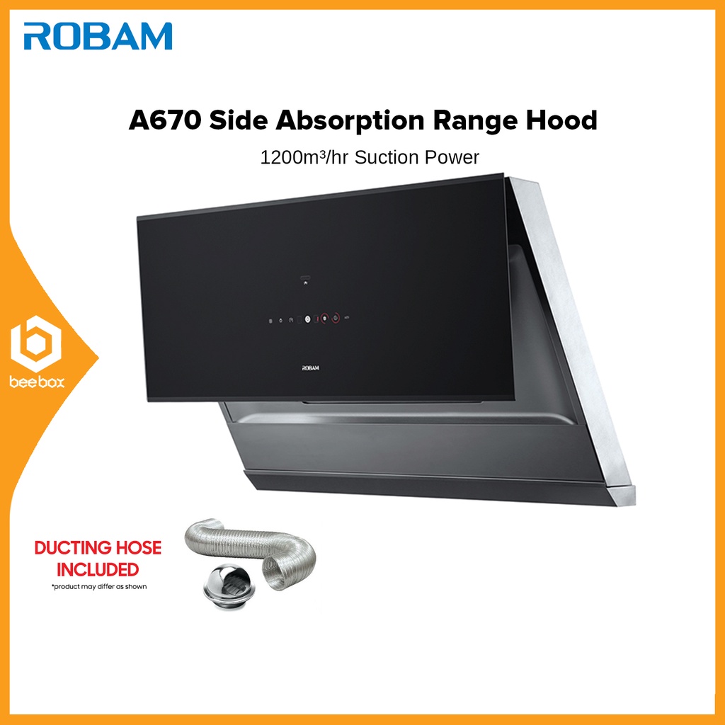 Robam A670 Side Absorption Range Hood 90cm 1200m³/h Power Suction with Ai Smart Gesture Control