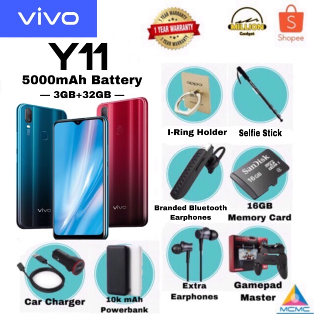 Vivo Y11 3 32gb Original Vivo Malaysia Free Shipping Gift Shopee Malaysia