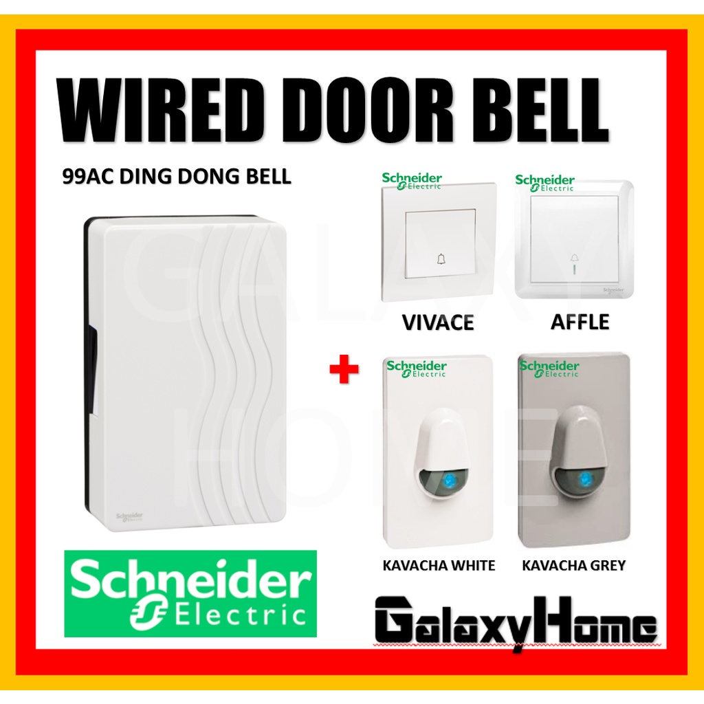 Schneider 99AC Door Bell 240V Mechanical Ding Dong Chime Wired Doorbell Loceng Pintu Retouch