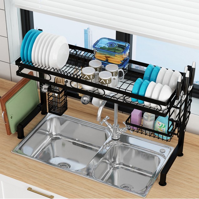 Stainless Steel Sink Dish Rack Kitchen Dish Drainer Rak Pinggan Mangkuk ...